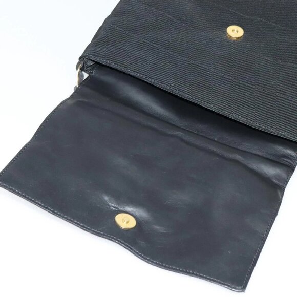 Salvatore Ferragamo Chain Vala Shoulder Bag Canvas Black Gold Auth - Picture 10 of 16